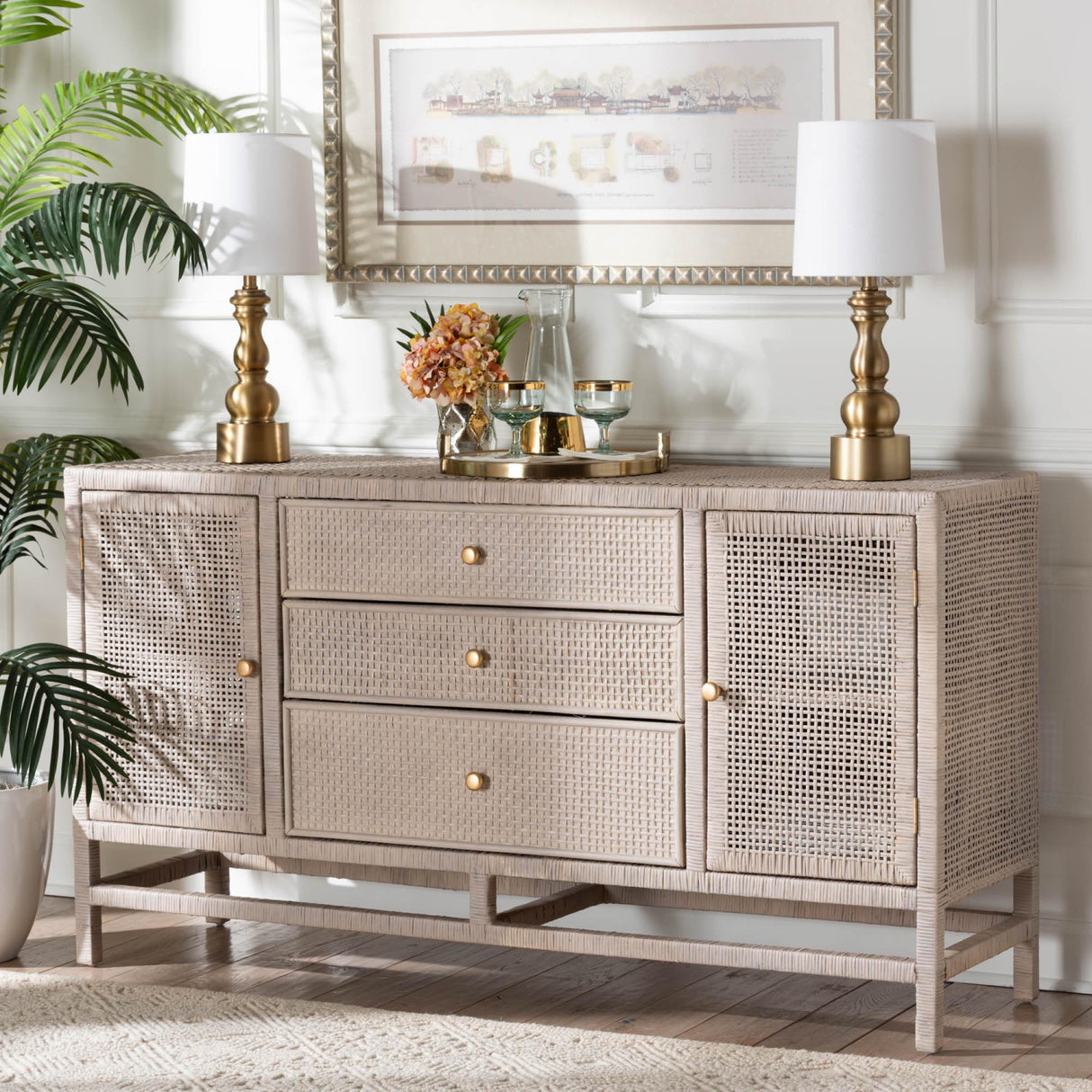 Modern European furniture - Gray Rattan 3-Drawer Cabinet - www.oroa.com | Oroa.com