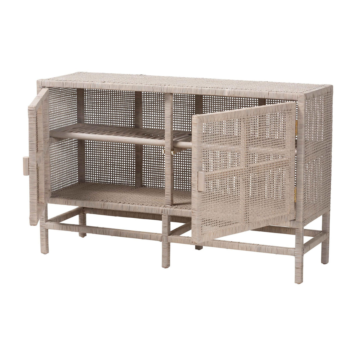 Modern European furniture - Vivan Natural Rattan Storage Cabinet - 2-Tier Handwovena - www.oroa.com | Oroa.com