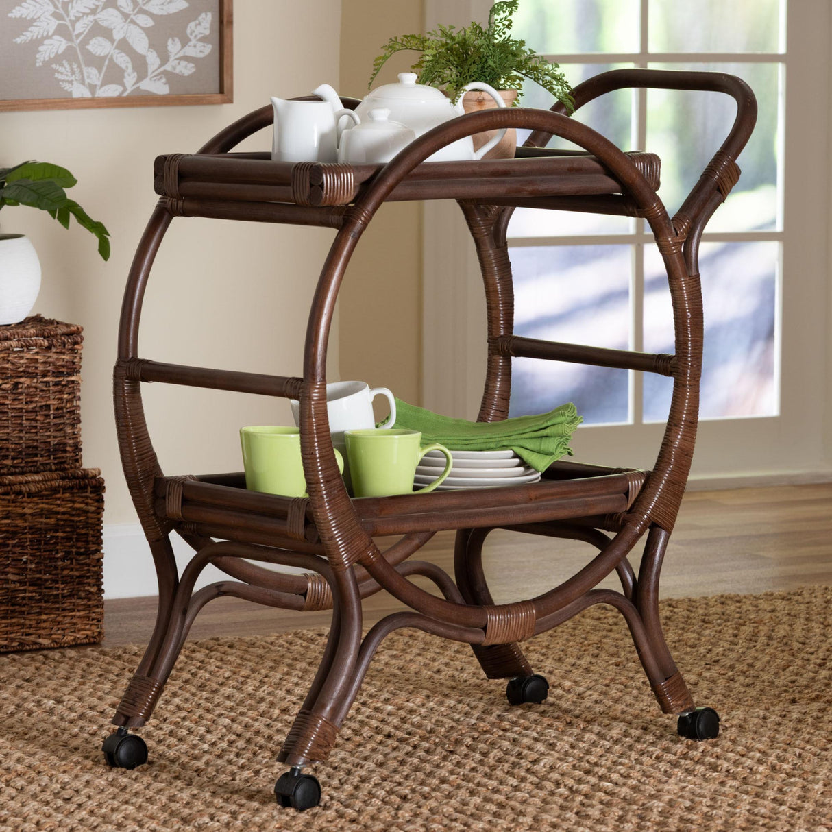 Modern European furniture - Handwoven Rattan Kitchen Cart | Oroa.com