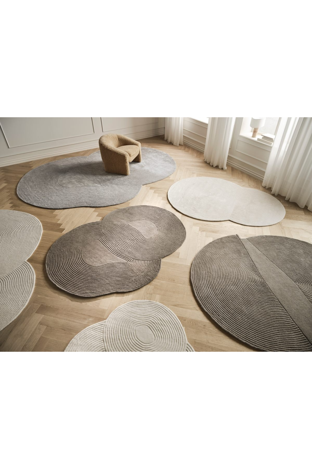 Rounded Textured Wool Rug | Bolia Zen | Oroa.com