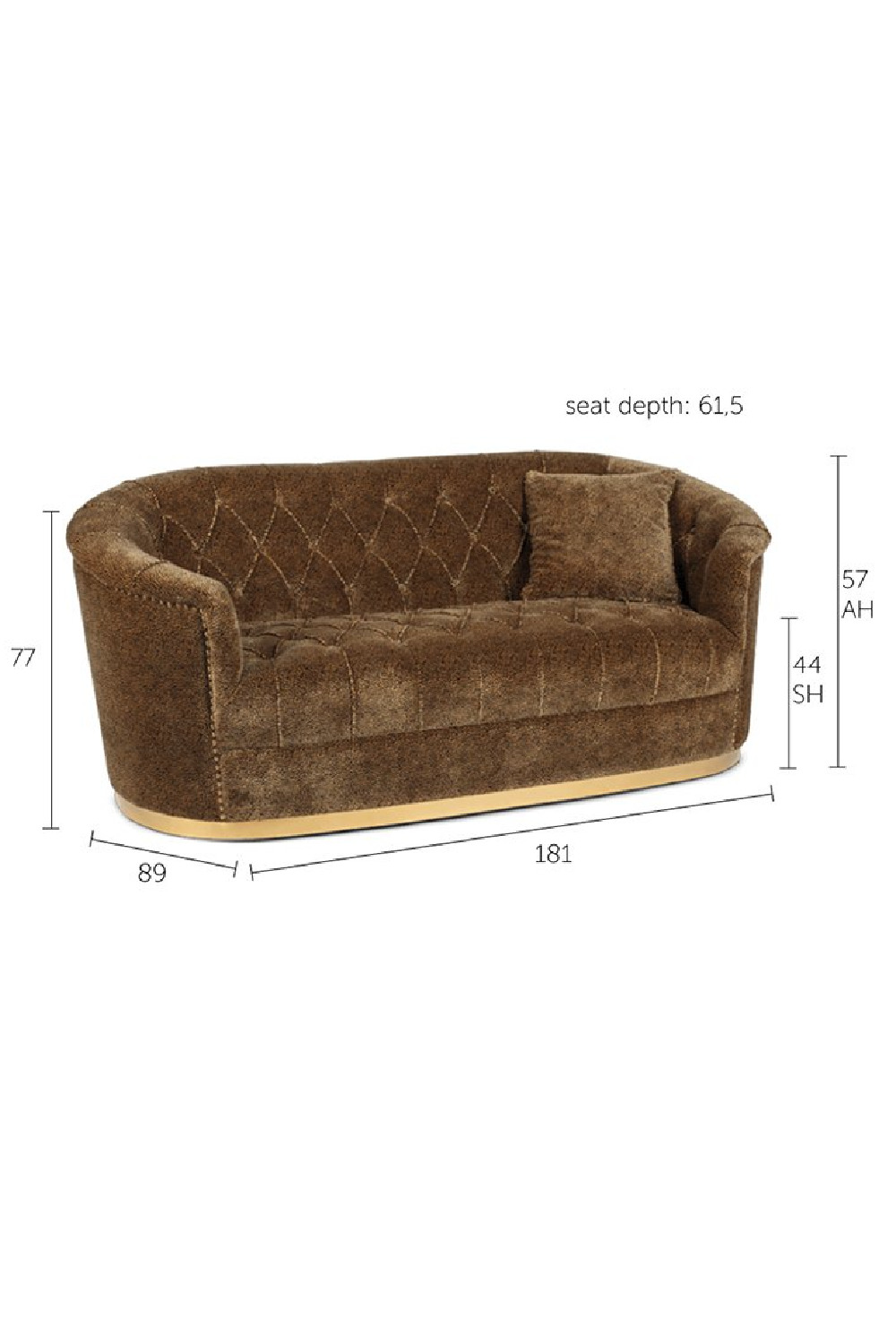 Curved Tufted Brown Velvet Sofa | Bold Monkey Too Pretty To Sit On | OROA.com