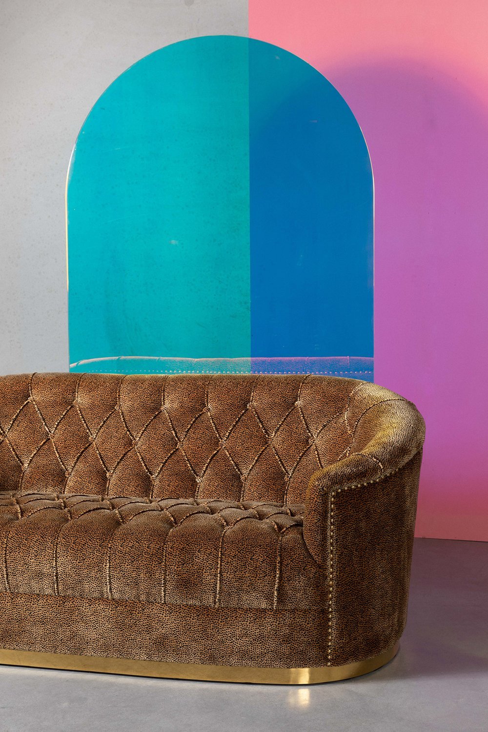 Curved Tufted Brown Velvet Sofa | Bold Monkey Too Pretty To Sit On | OROA.com