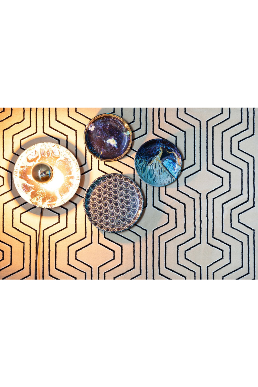 Hexagon Print Wall Lamps (4) | Bold Monkey No Food Here Hexagon | OROA.com