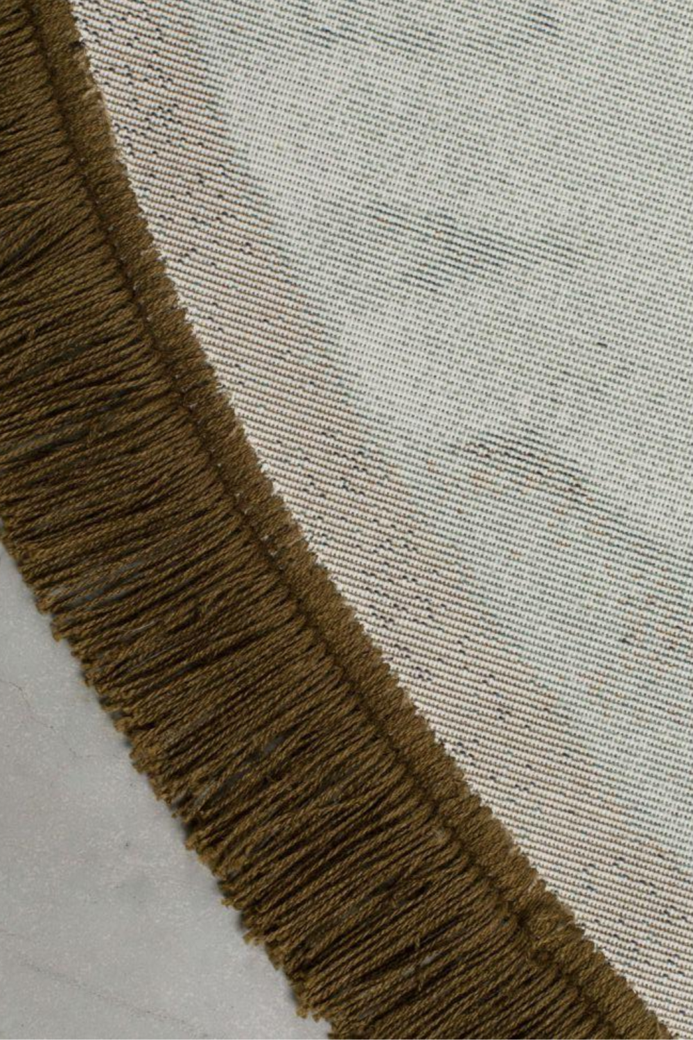 Round Khaki-Green Fringe Area Rug 70" | Bold Monkey Rocky | OROA.com