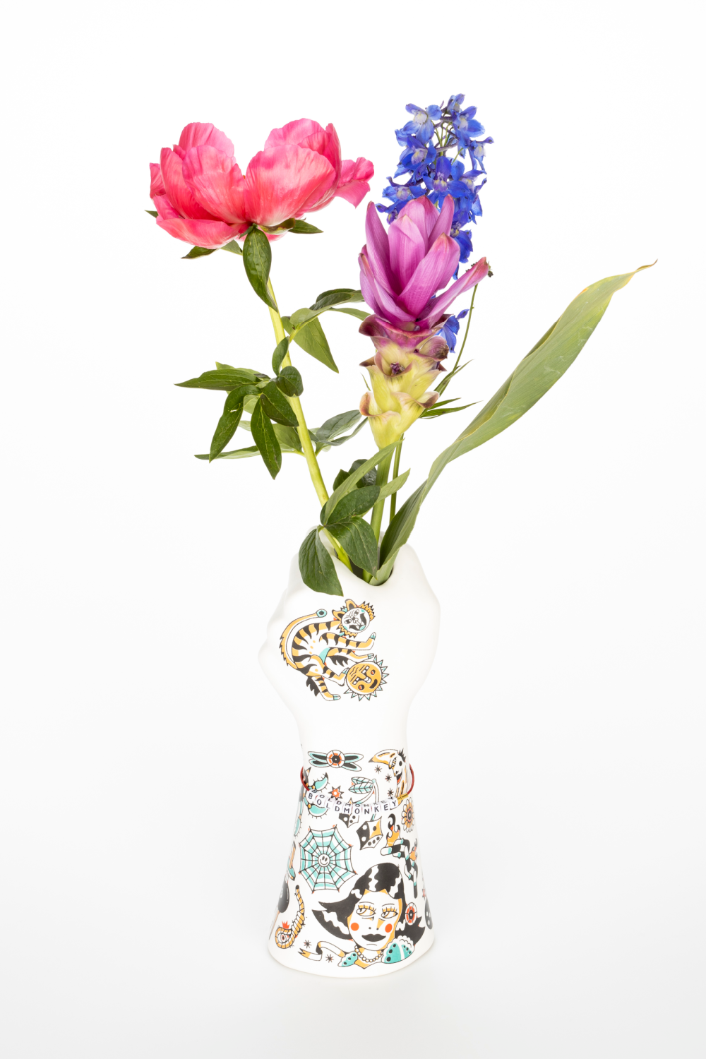 Handpainted Ceramic Fist Vase | Bold Monkey Liberty Matters | OROA.com