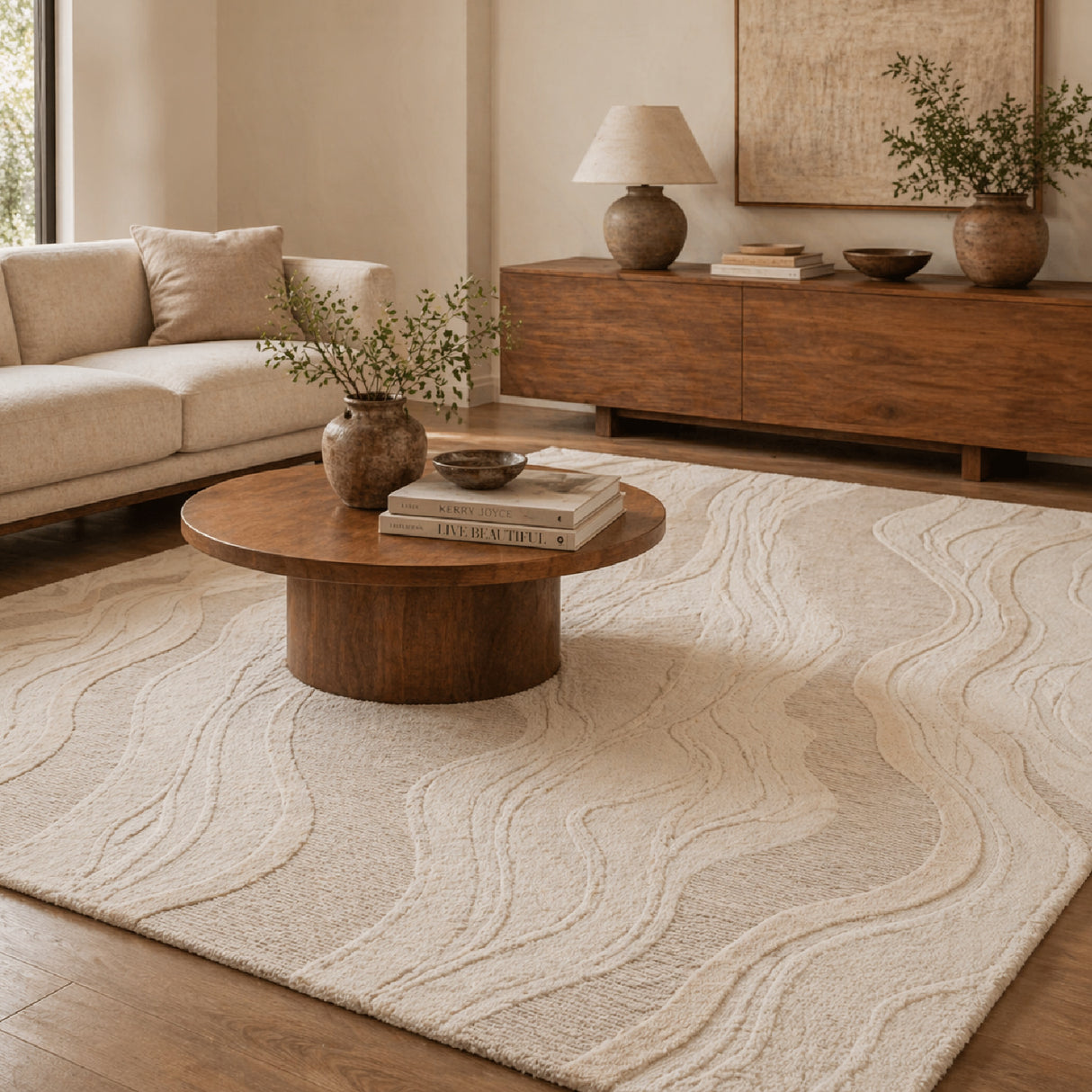 White Swirl Wool Carpet | Oroa.com