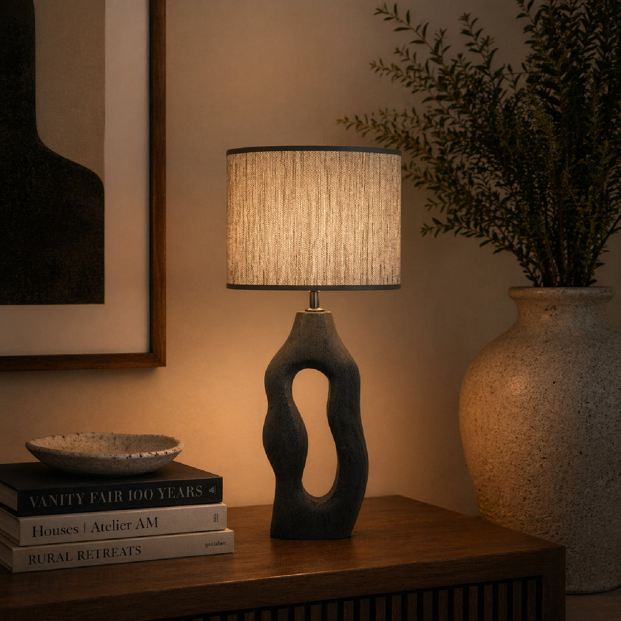Black Organic-Shaped Base Table Lamp | Oroa.com
