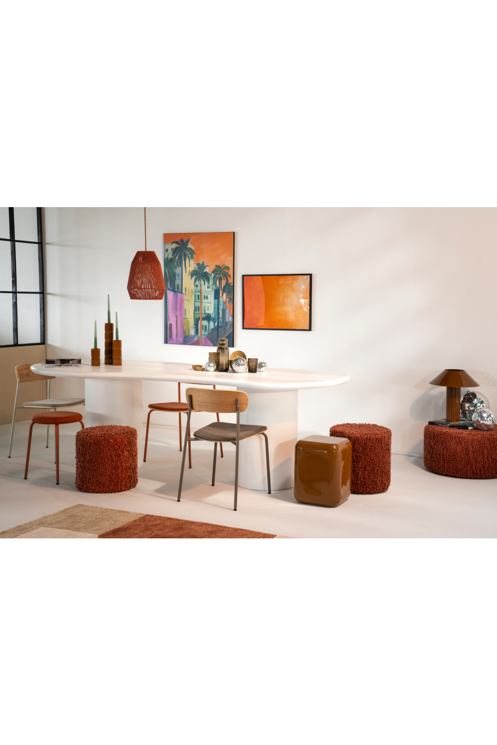 White Glass Organic Dining Table | Oroa.com