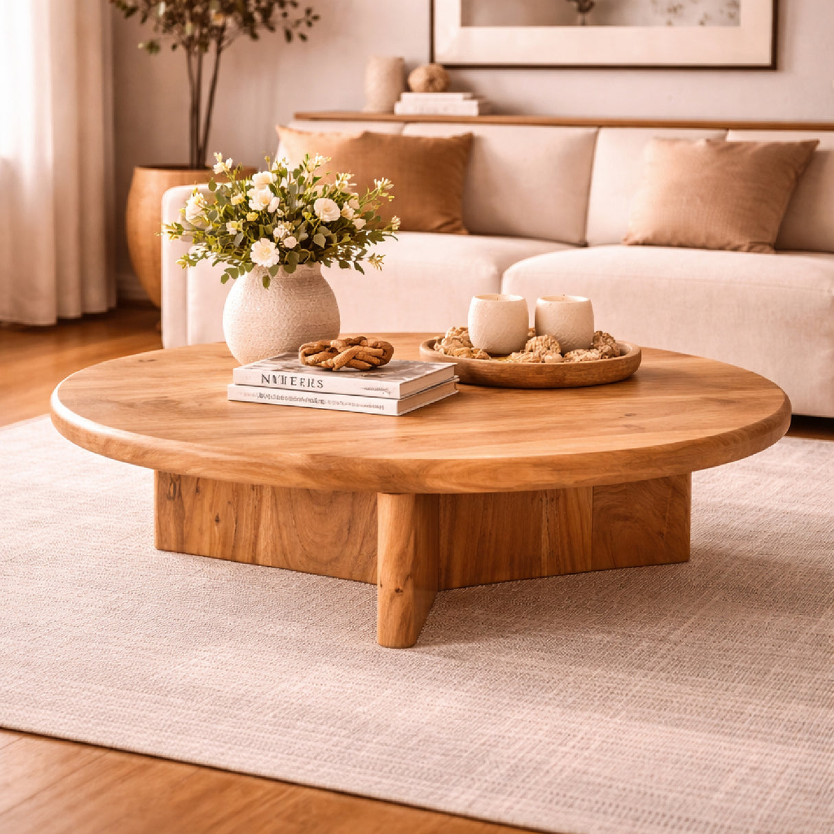 Round Wooden Coffee Table L | Oroa.com