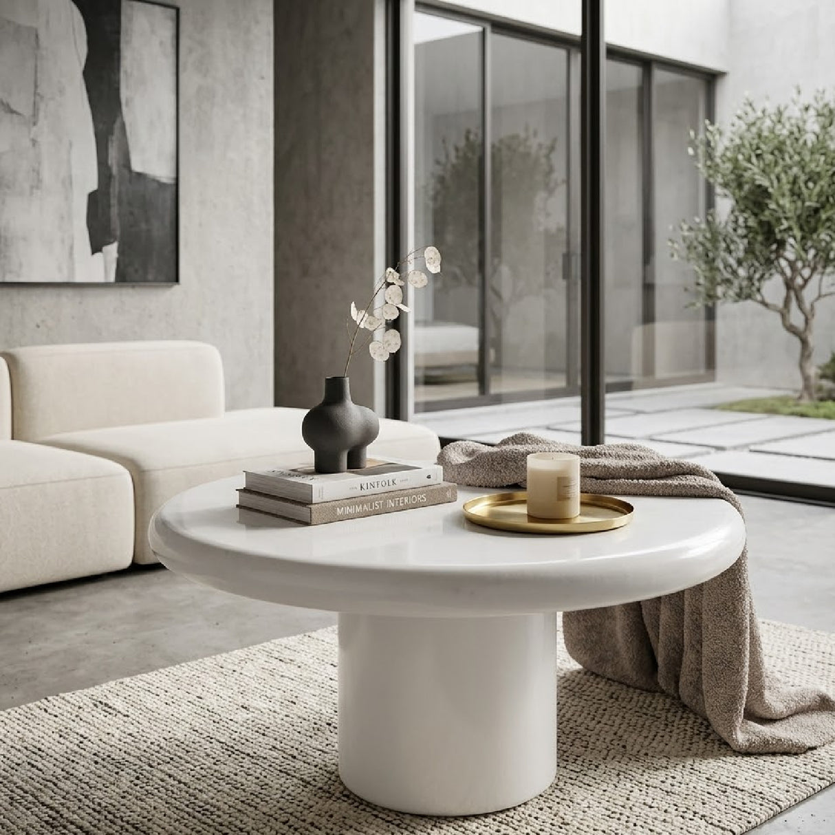 White Pedestal Coffee Table | Oroa.com