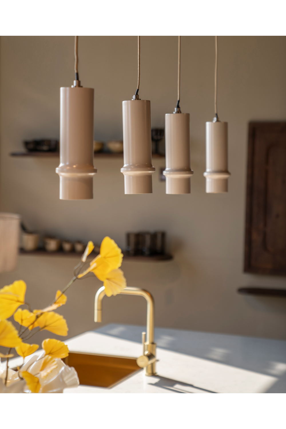 Beige Cylindrical Pendant Lamp | Oroa.com