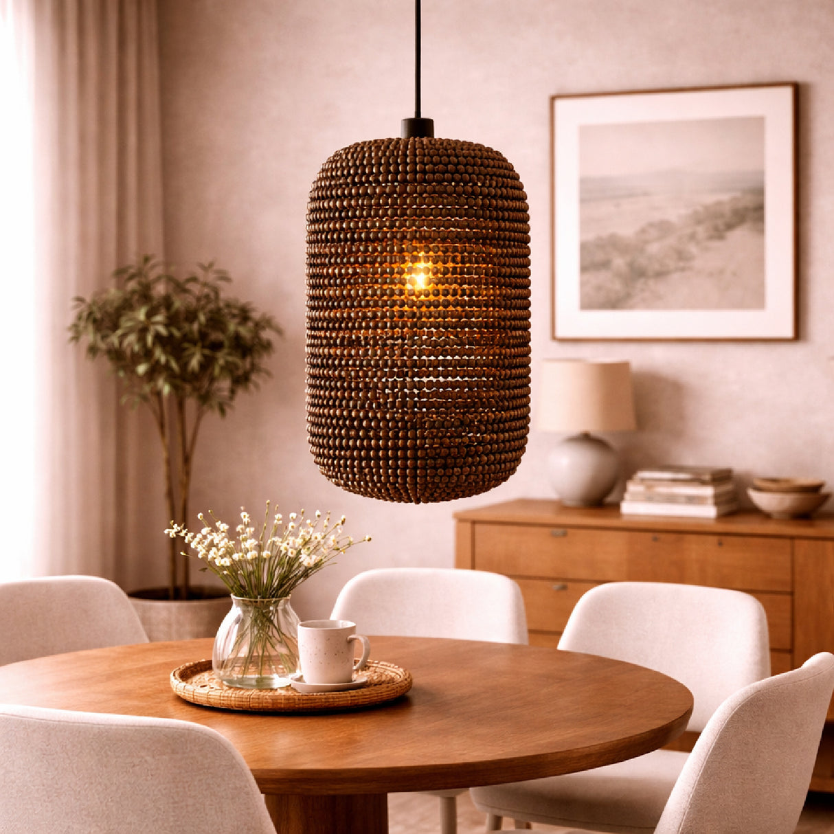 Wooden Beads Pendant Lamp | Oroa.com