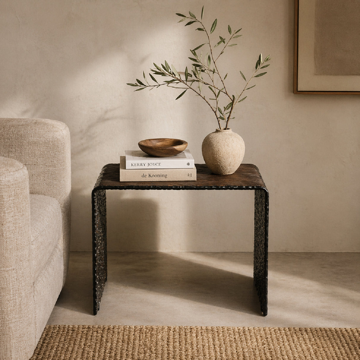 Textured Brown Glass Side Table | Oroa.com