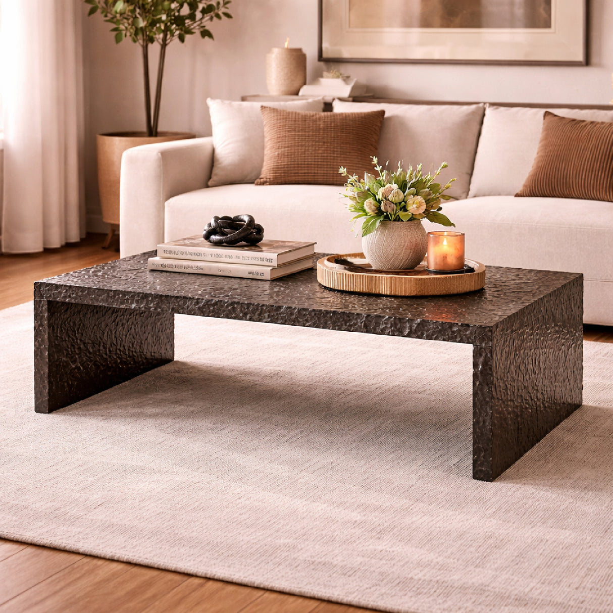 Textured Brown Glass Coffee Table | Oroa.com