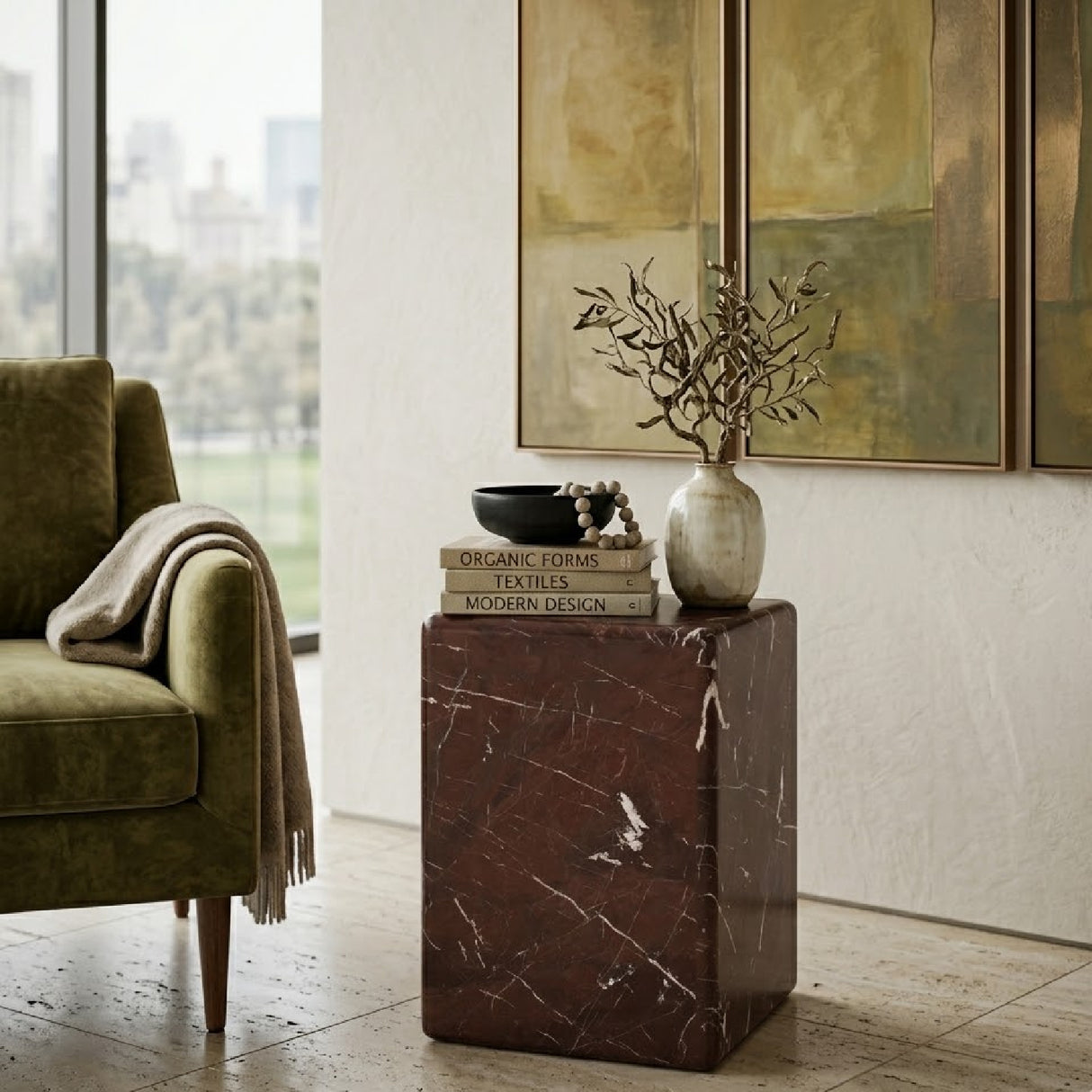 Polished Marble Square Side Table | Oroa.com