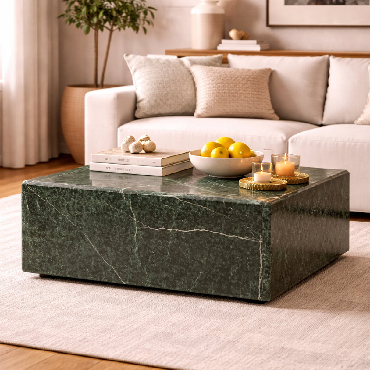 Polished Marble Square Coffee Table | Oroa.com