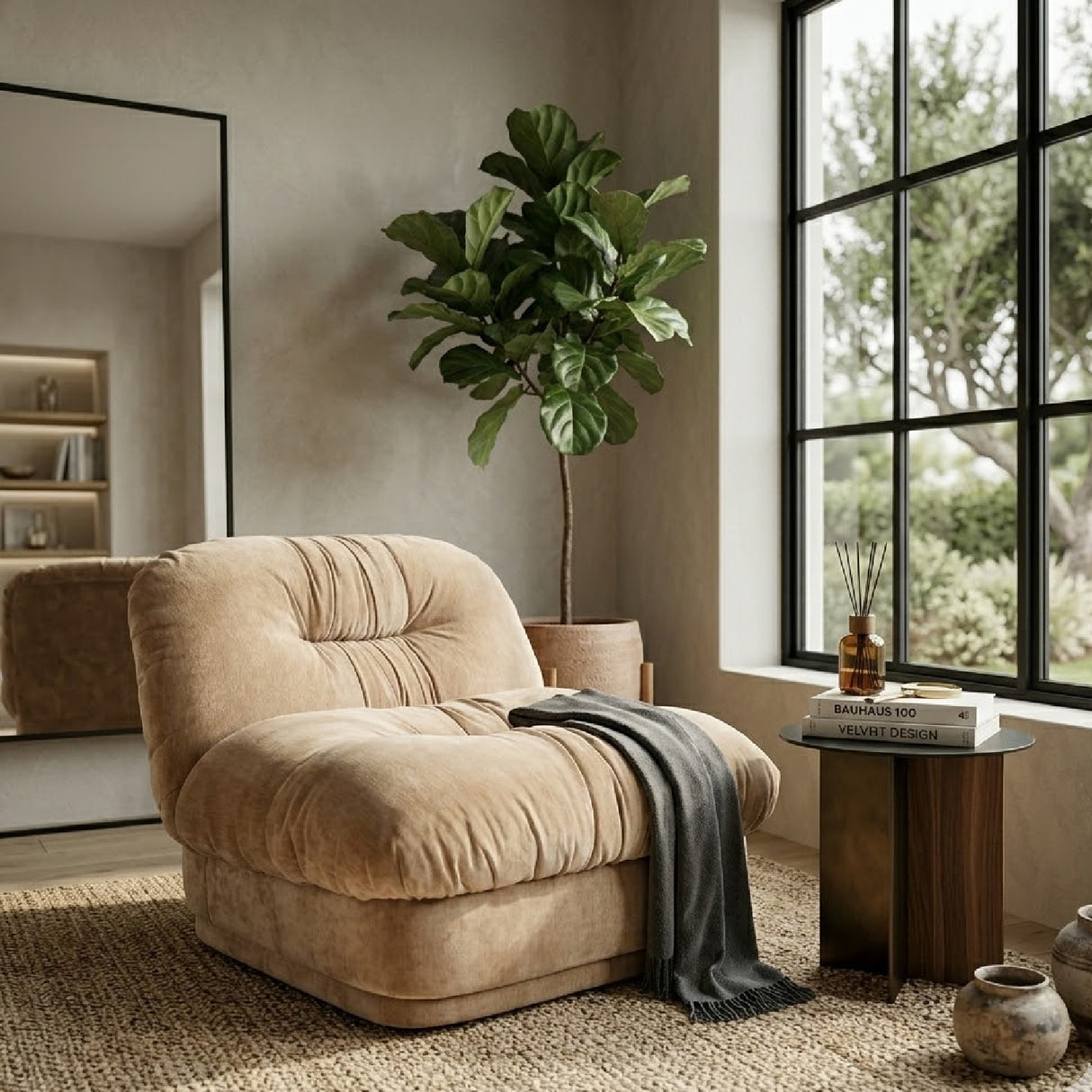 Fully-Upholstered Wrinkled Lounge Chair | Oroa.com
