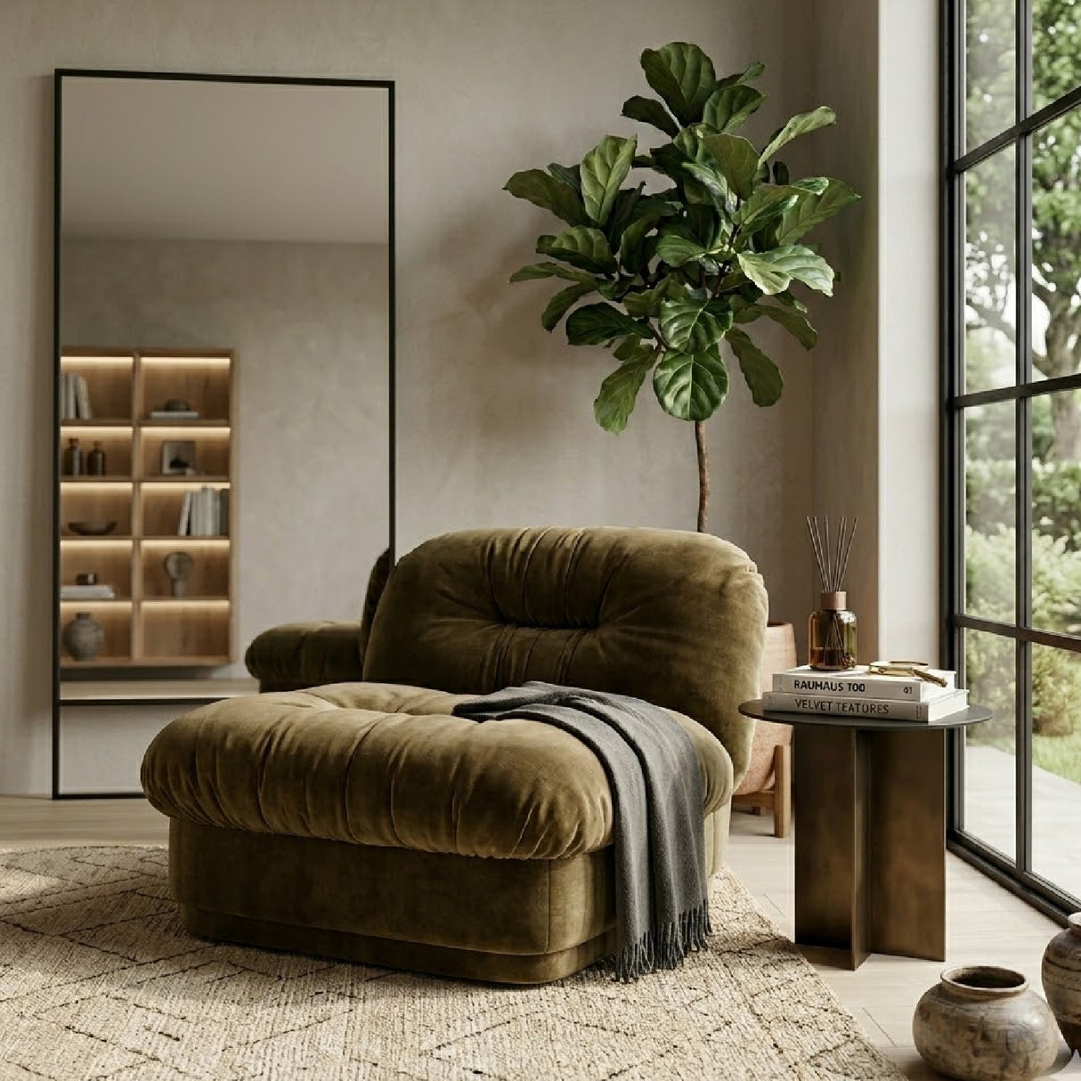 Fully-Upholstered Wrinkled Lounge Chair | Oroa.com