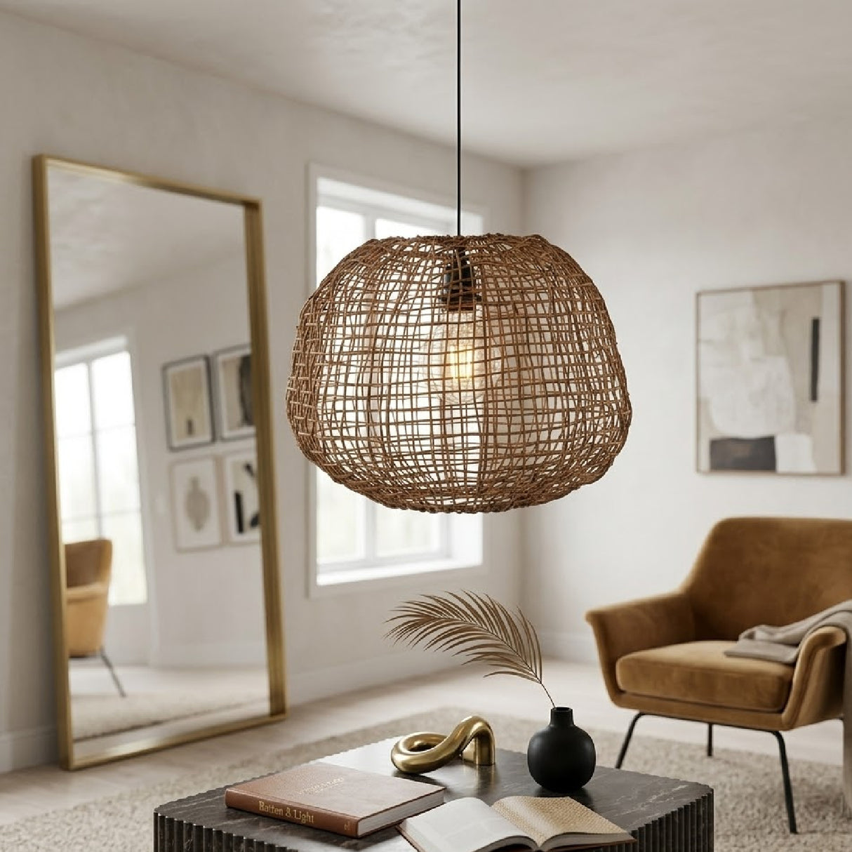 Rattan Rustic Pendant Light | Oroa.com