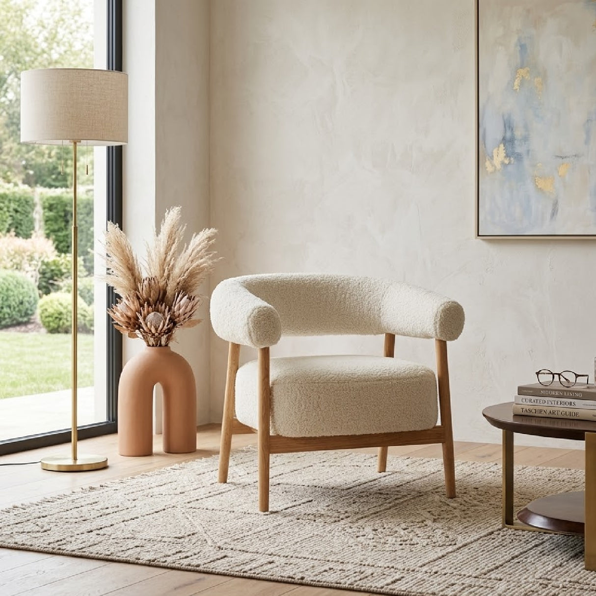 Oak Framed Curve Lounge Chair | Oroa.com