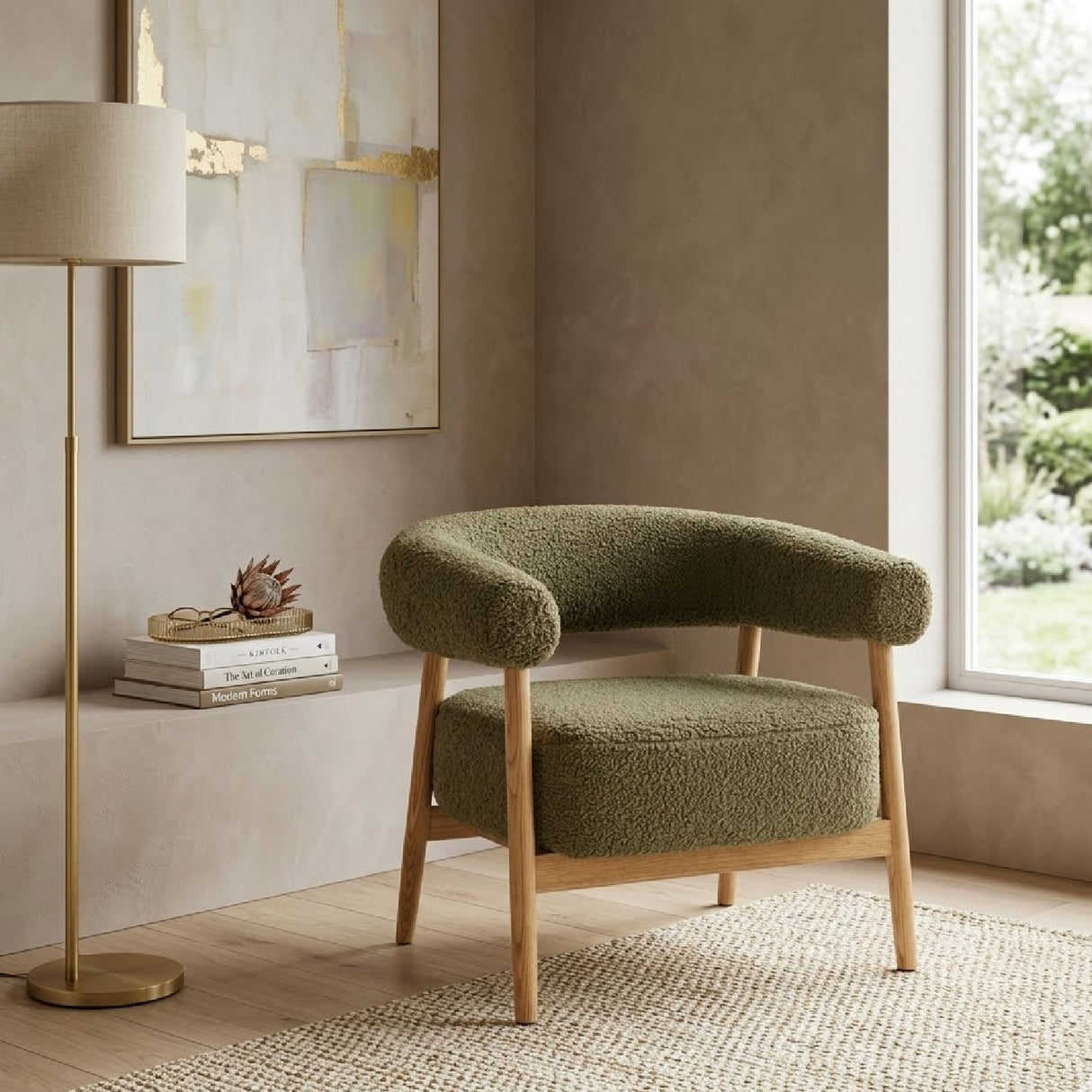 Oak Framed Curve Lounge Chair | Oroa.com