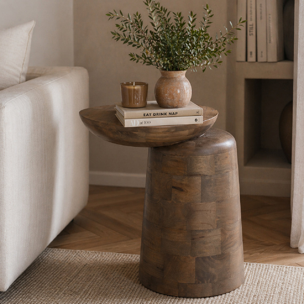 Lacquered Wood Asymmetric Side Table | Oroa.com