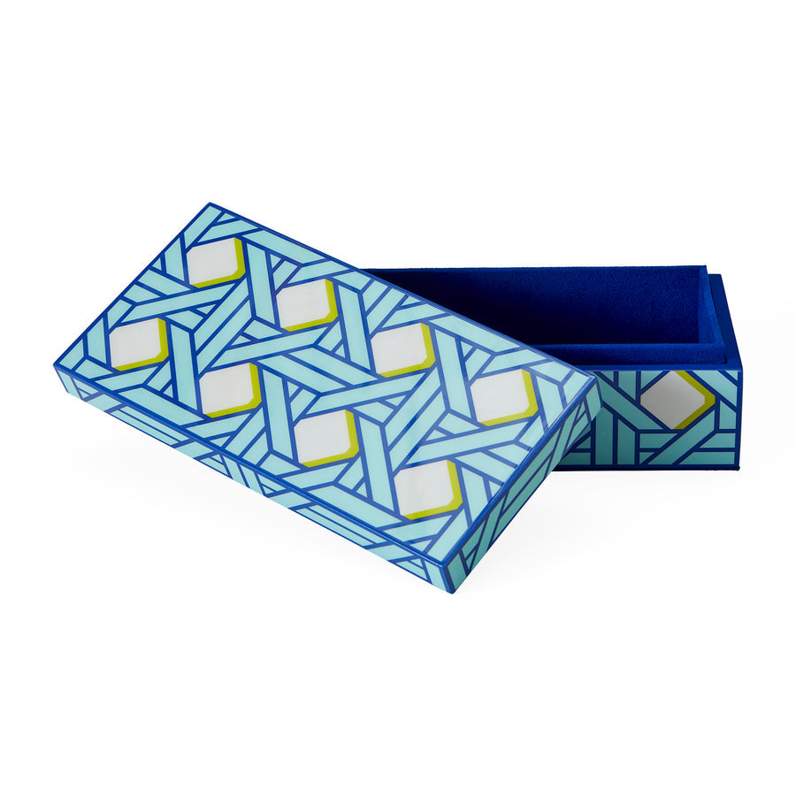 Blue Lacquer Box S | Jonathan Adler Basketweave | Oroa.com