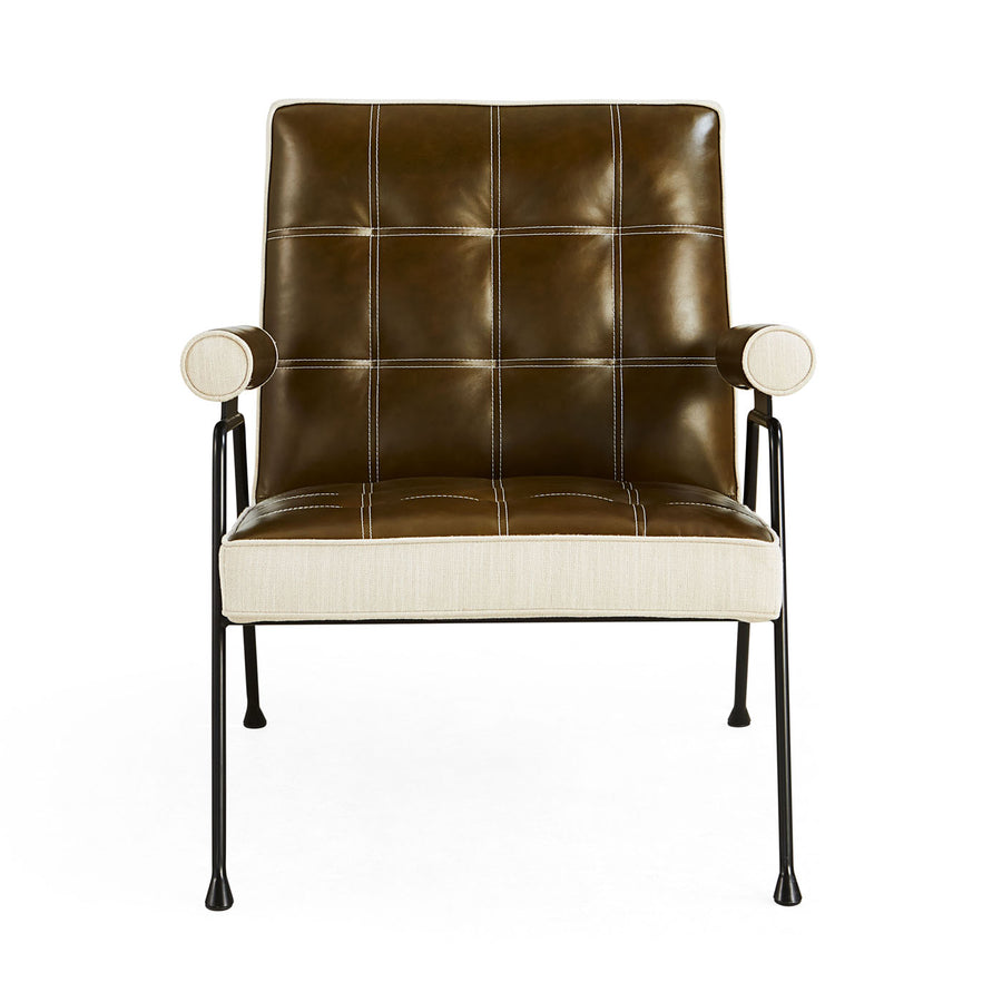 Tufted Green Leather Lounge Chair | Jonathan Adler Belmondo | Oroa.com