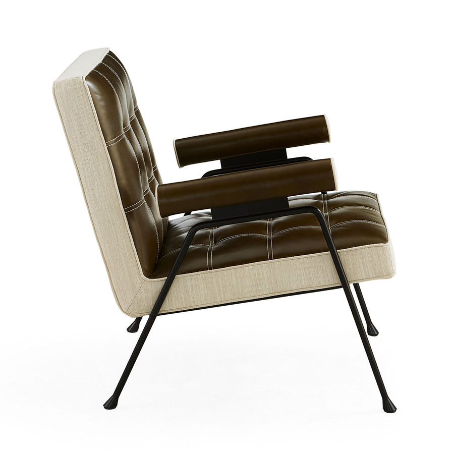 Tufted Green Leather Lounge Chair | Jonathan Adler Belmondo | Oroa.com