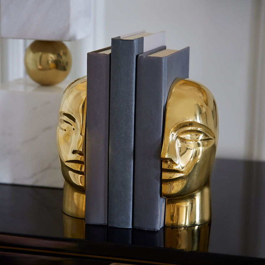 Brass Face Bookends | Oroa.com