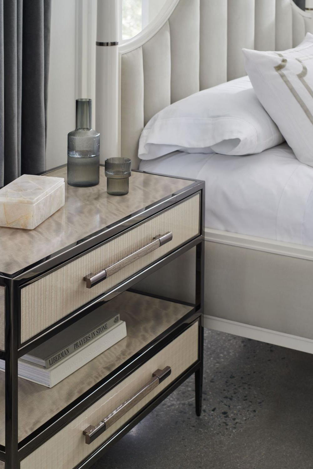 Bronze Framed Nightstand | Caracole Dual Impressions | Oroa.com