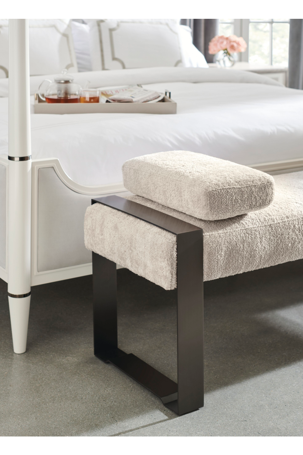 White Channel Tufted Queen Bed | Caracole To Post Or Not To Post | Oroa.com