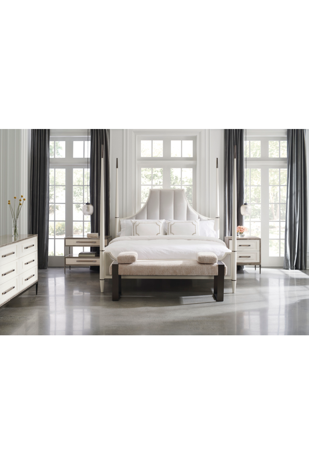 White Channel Tufted Queen Bed | Oroa.com