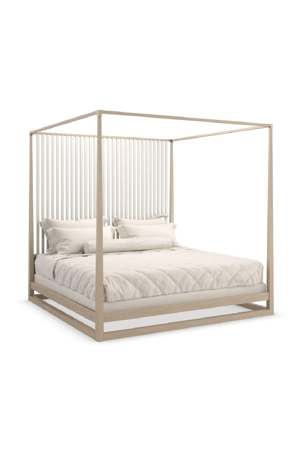 Light Oak Canopy Bed | Caracole Pinstripe | Oroa.com