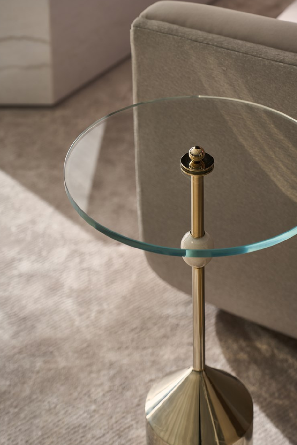 Clear Glass Pedestal Side Table | Caracole Alpha | Oroa.com