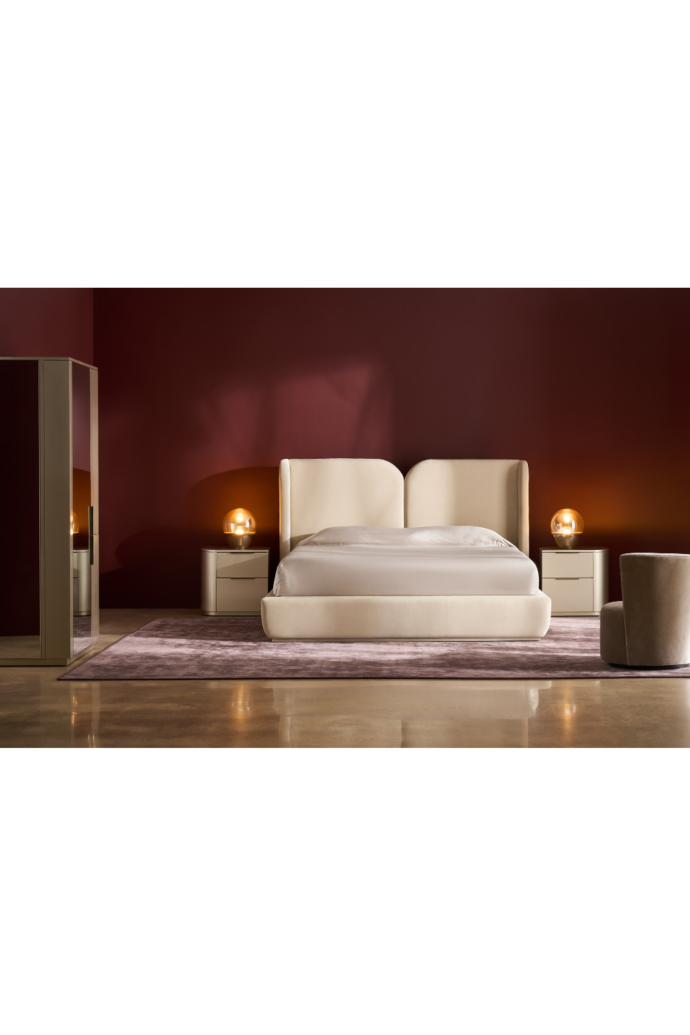 Silver Gloss 2-Drawer Nightstand | Oroa.com