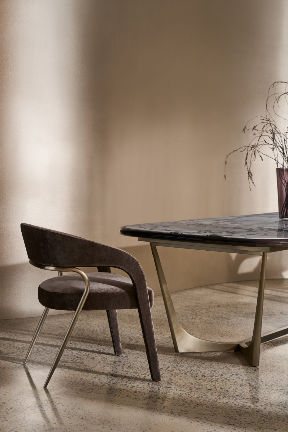 Open-Back Velvet Dining Chair | Caracole Gazelle | Oroa.com
