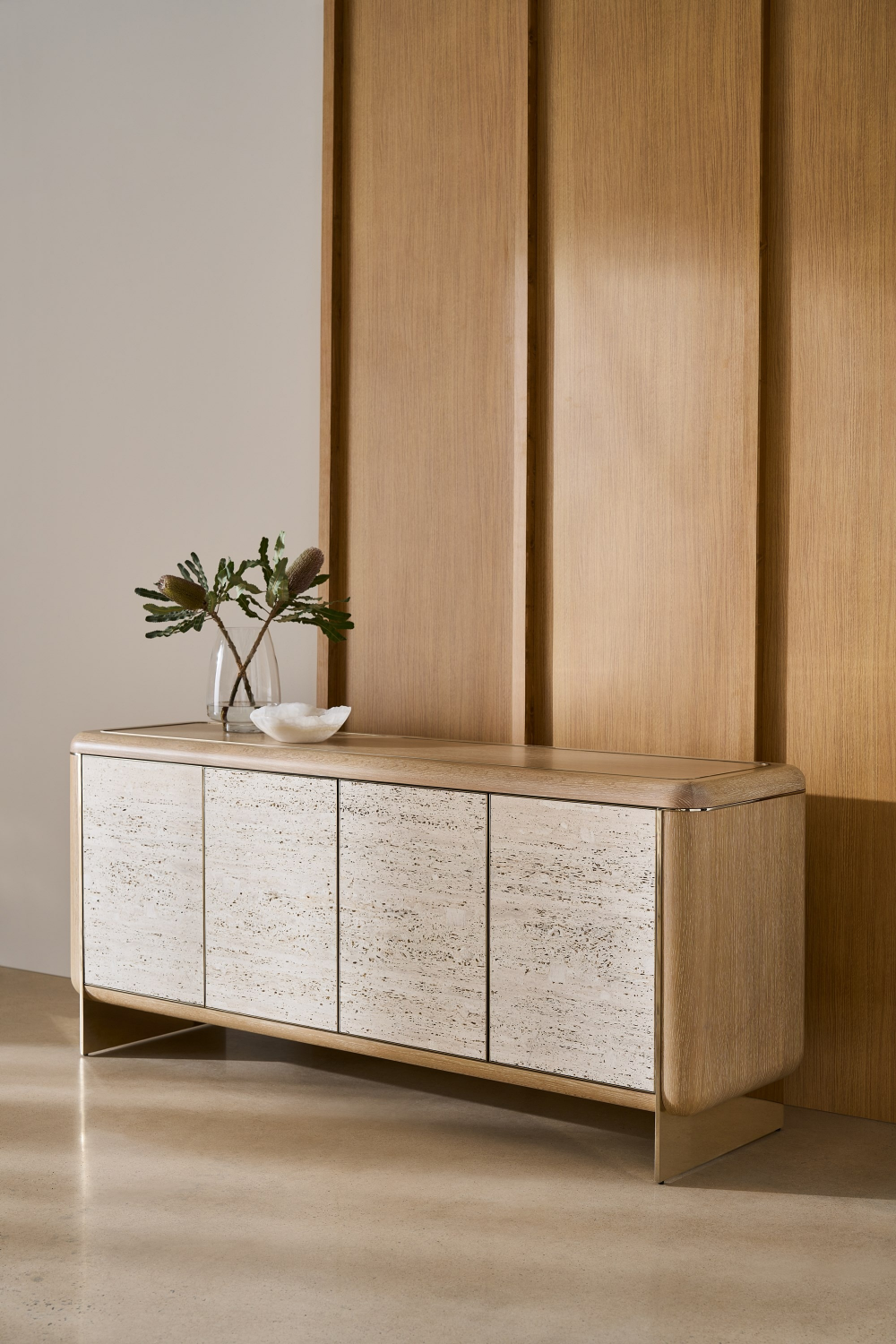 Travertine 4-Door Sideboard | Caracole Mojave | Oroa.com
