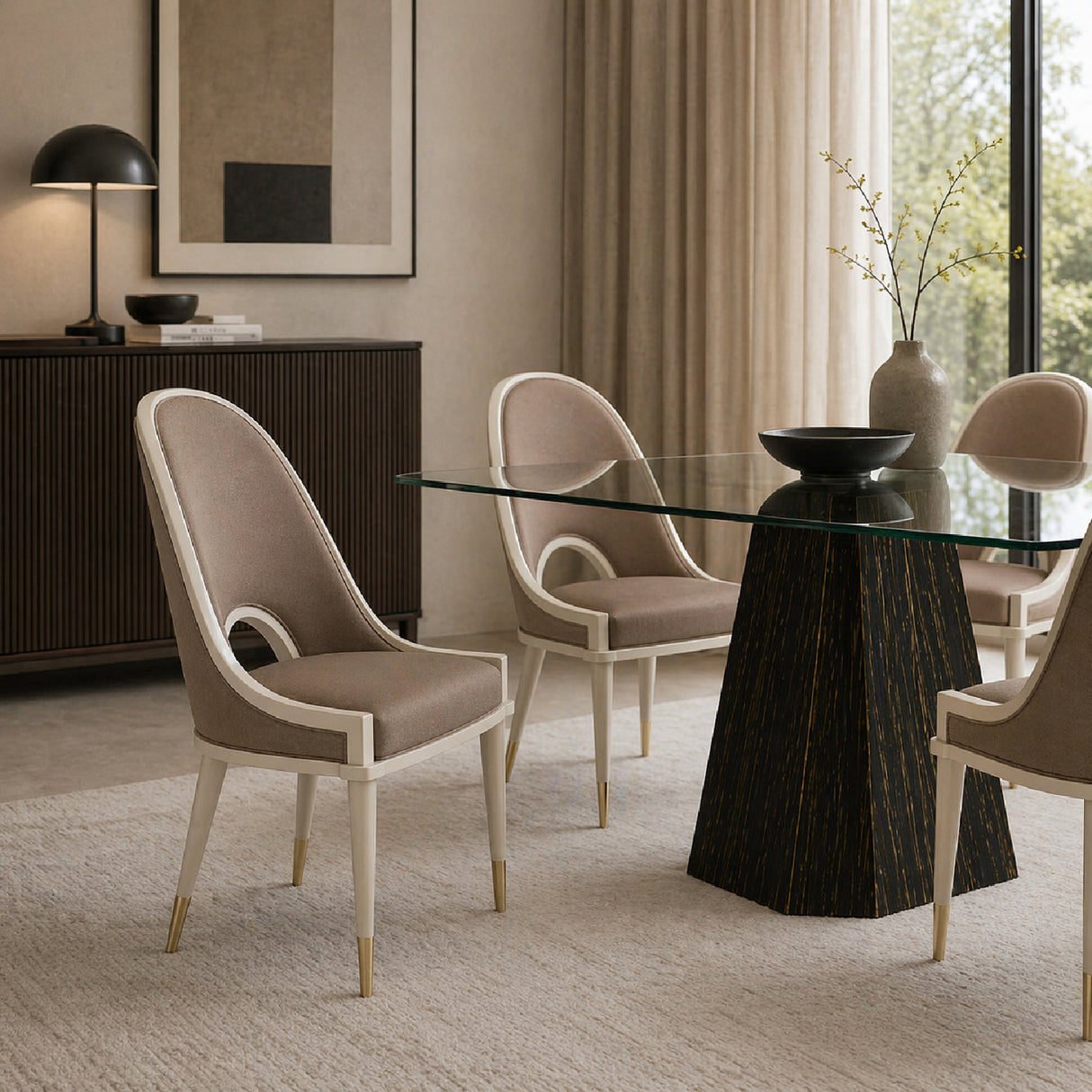Taupe Cutout Back Dining Chair | Oroa.com