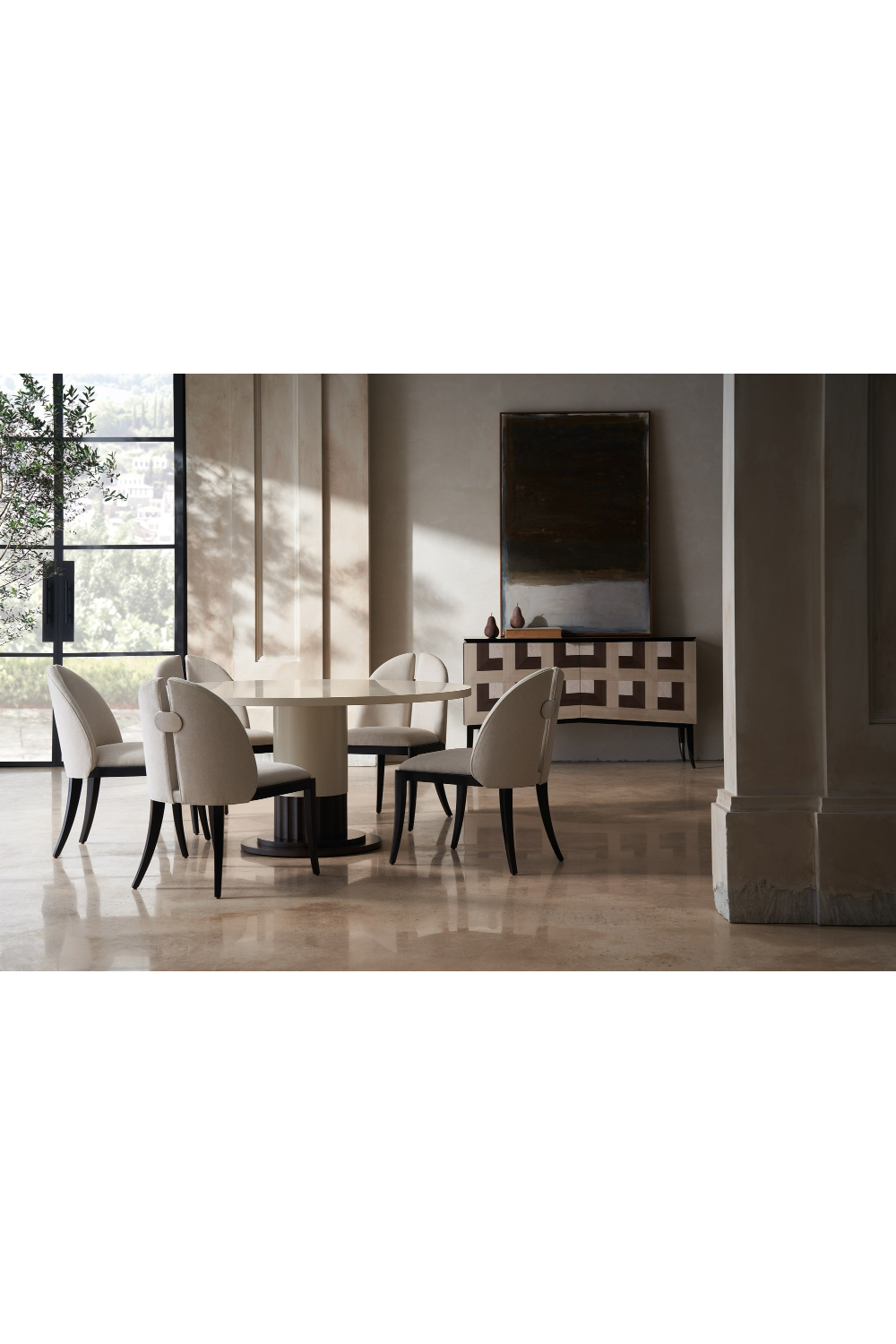 Round Pedestal Dining Table | Caracole Dorian | Oroa.com