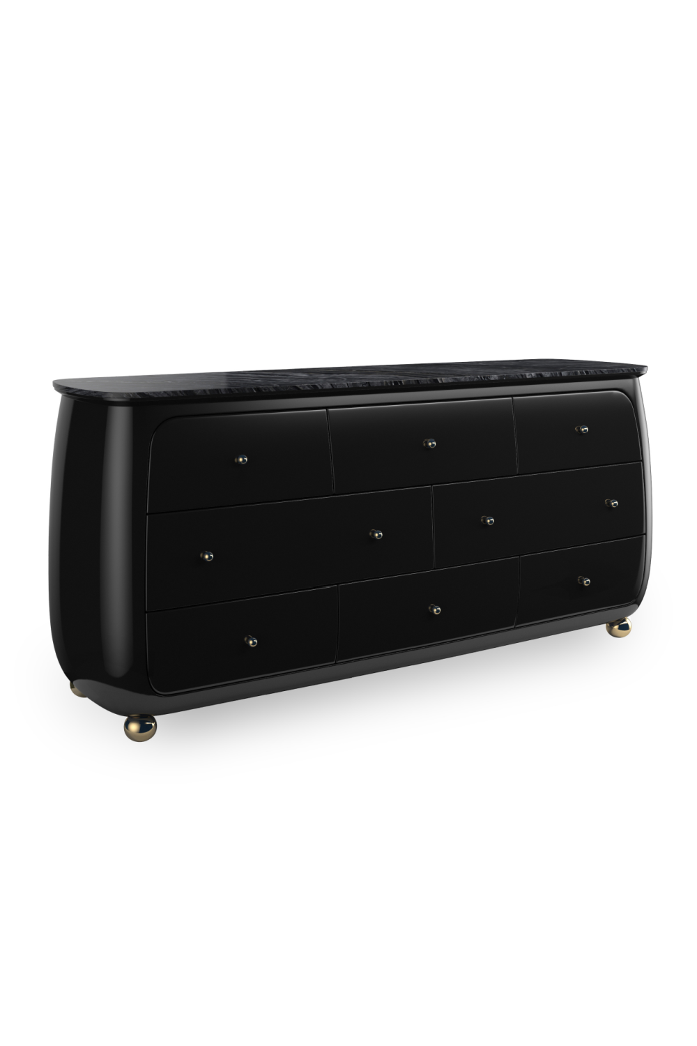 Black 8-Drawer Curved Dresser | Caracole Cabochon | Oroa.com