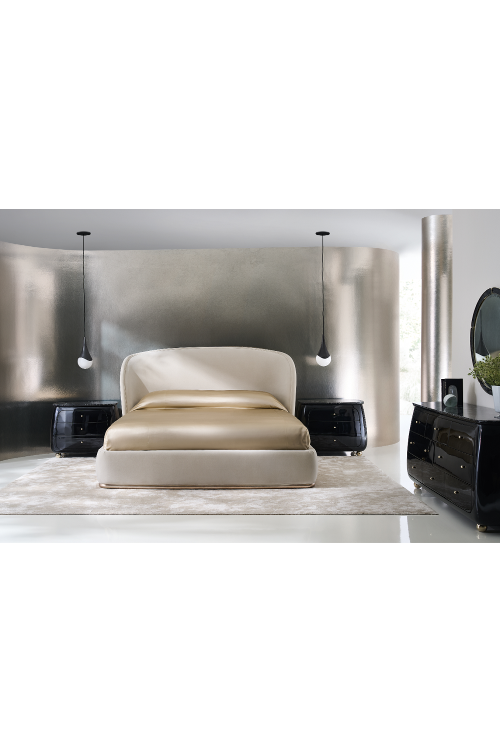 Curved Back Velvet Bed | Caracole Opal | Oroa.com