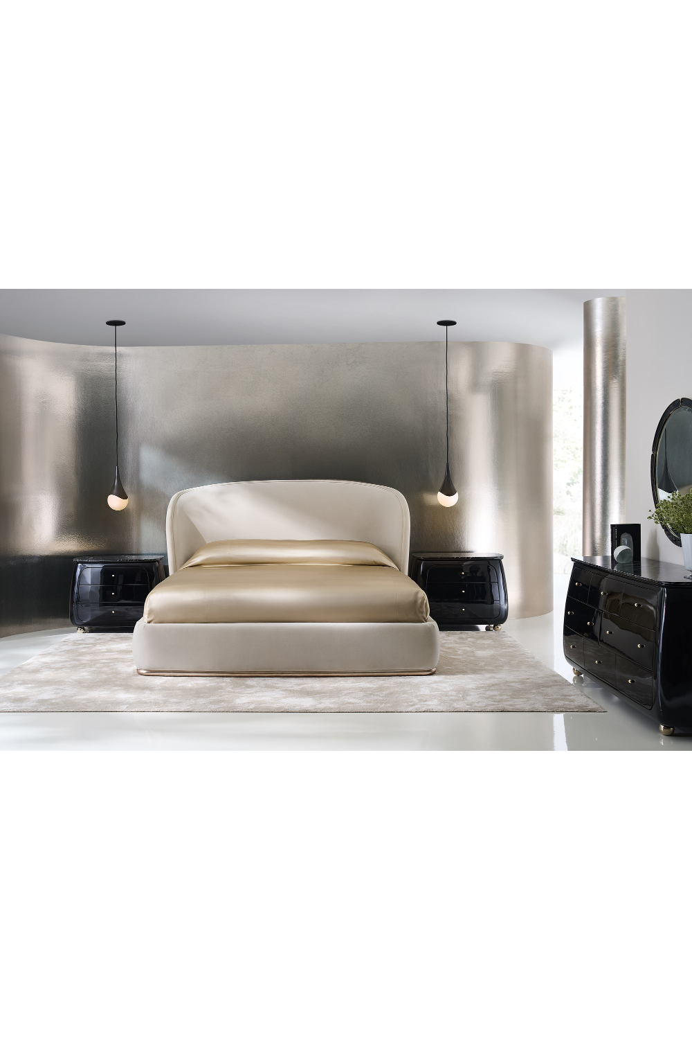 Curved Back Velvet Bed | Oroa.com