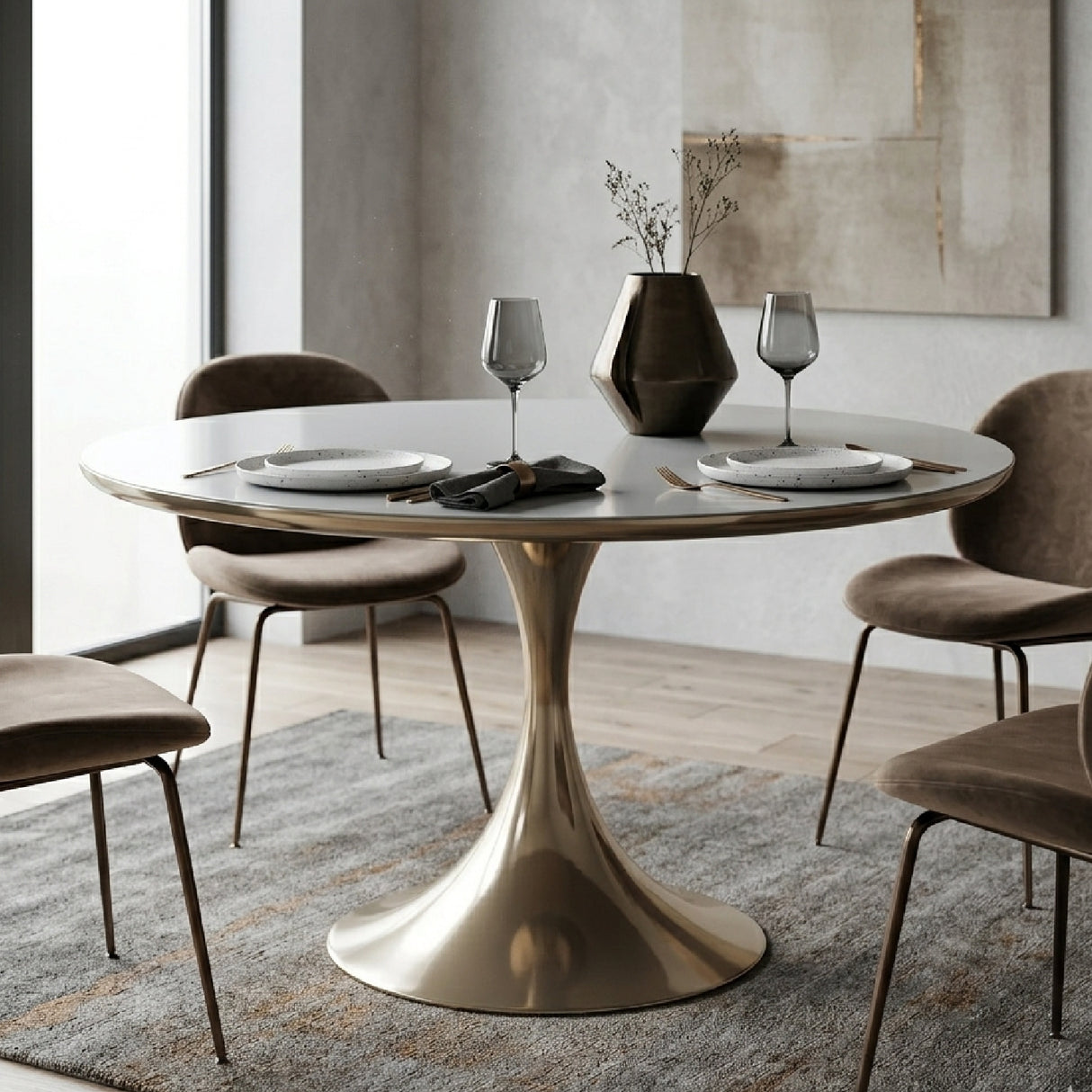 Mirror Top Round Dining Table | Oroa.com