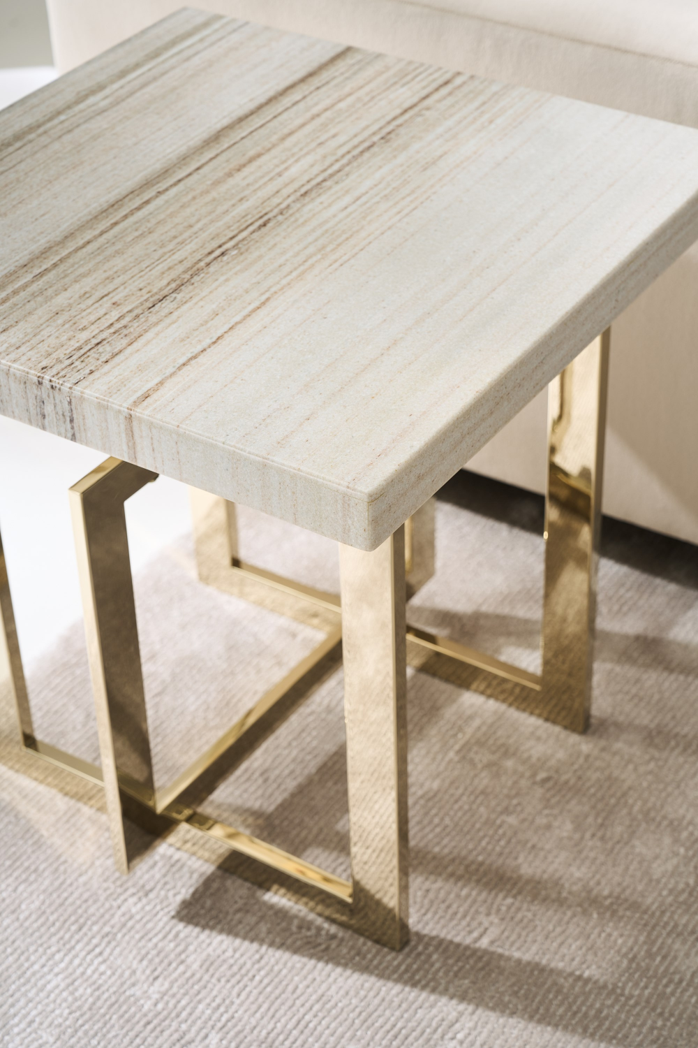 Geometrical Gold Base End Table | Caracole Wish You Were Here | Oroa.com