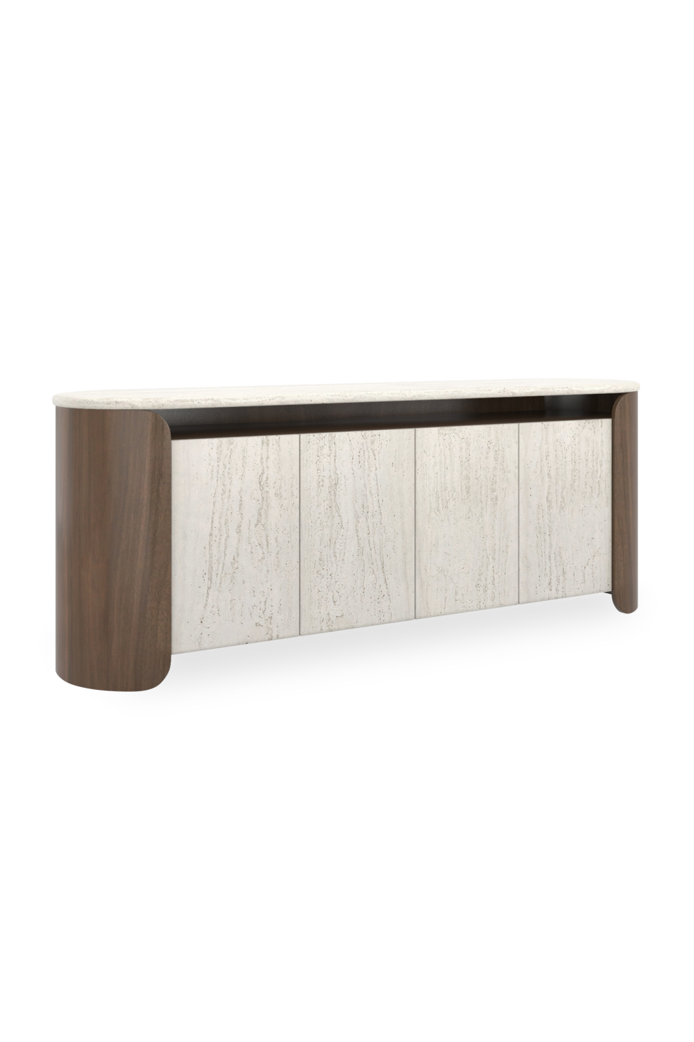 Travertine 4-Door Open Sideboard | Caracole Fleur | Oroa.com