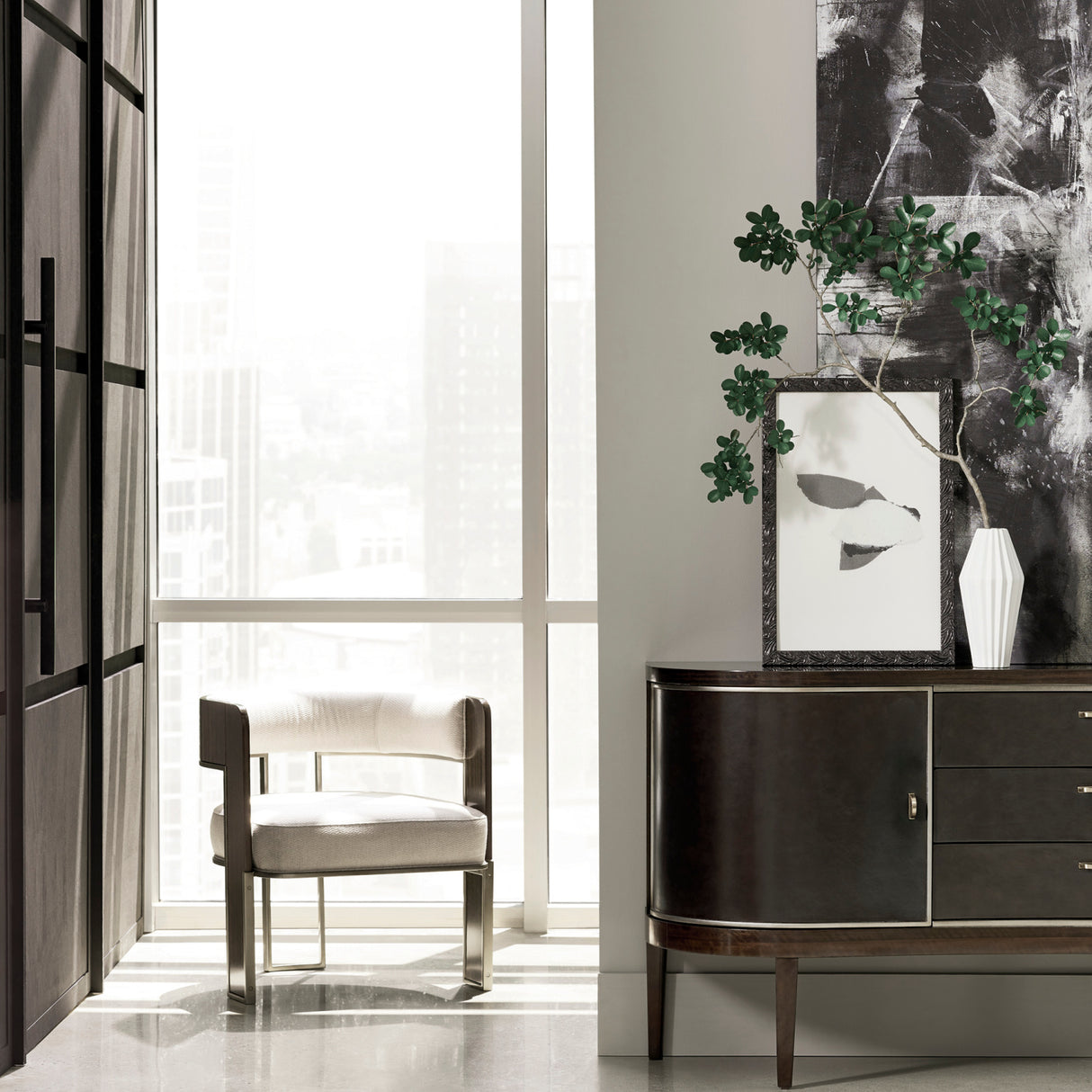 Cream Curved Modern Accent Chair | Oroa.com