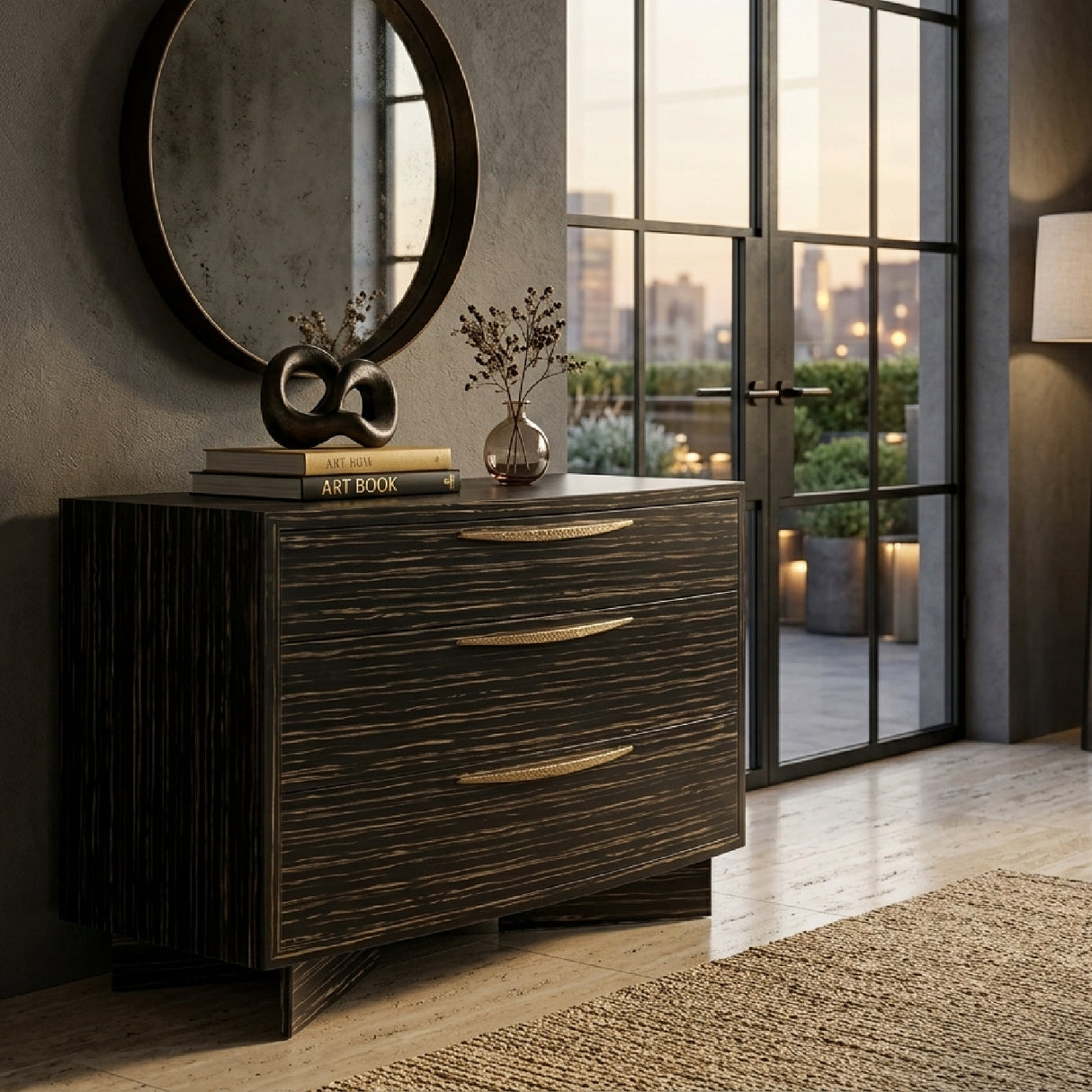 Striated Black 3-Drawer Dresser | Oroa.com