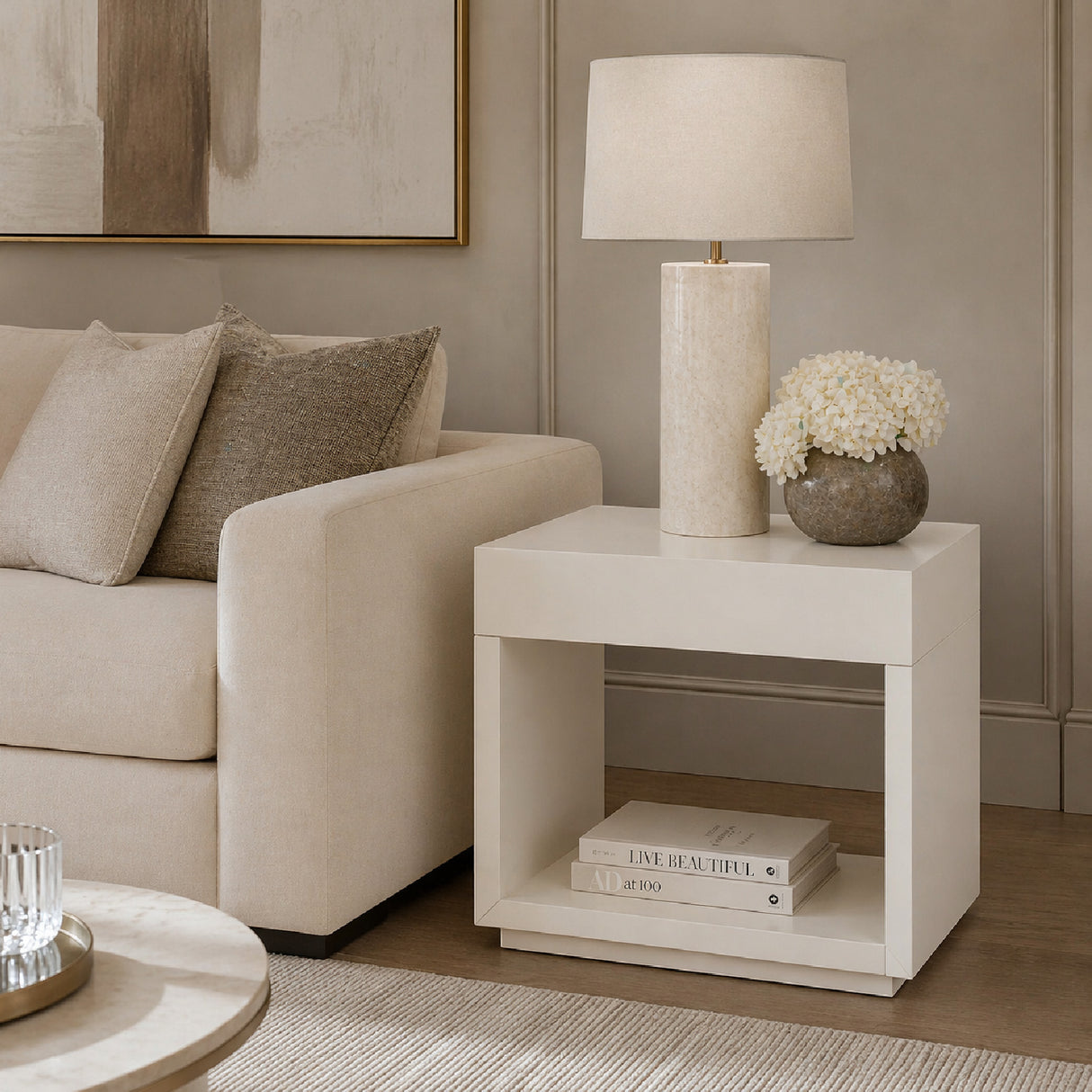White 1-Drawer End Table | Oroa.com