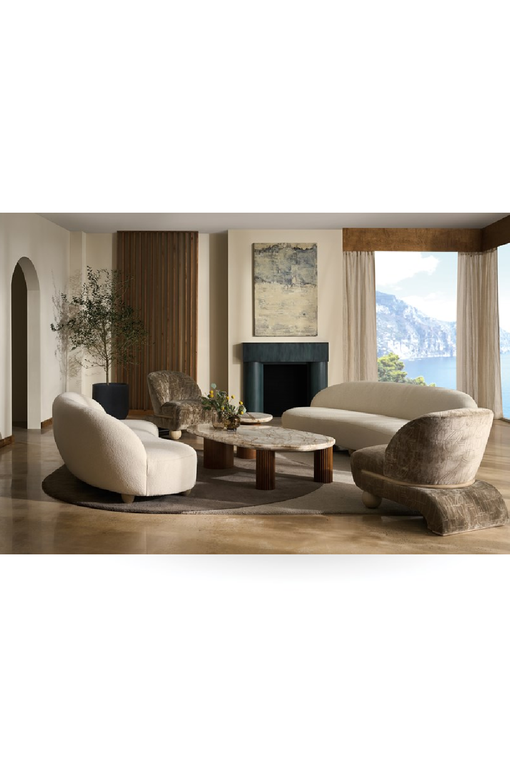 Bouclé Serpentine Sofa | Caracole Tulum | Oroa.com